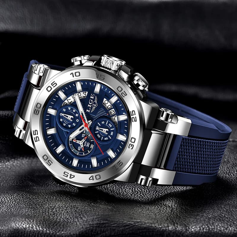 ساعة يد رقمية للرجال من LIGE، ساعات مضيئة مقاومة للماء للأعمال اليومية، كرونوغراف كوارتز عسكري، ساعة كبيرة - 2