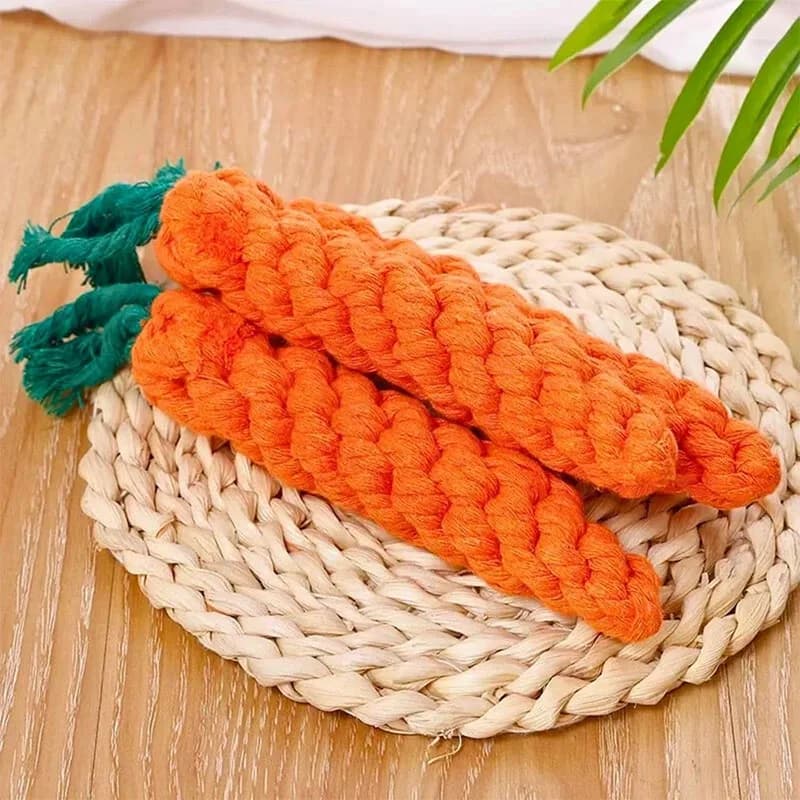 Carrot Dog Bite Rope Pet Dog Toy Safe Durable Braided Bite Dog Chew Toys Resistant Puppy Molar Cleaning Teeth Cotton Rope - 5
