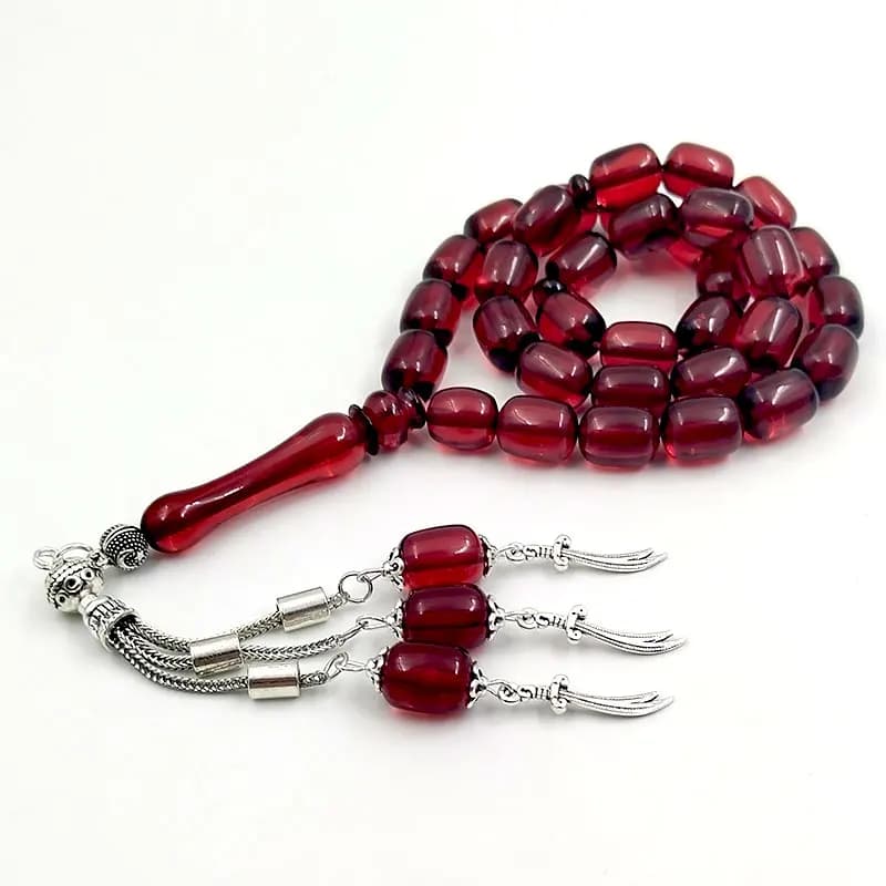 ALBASHAN Red Resin Tasbih Misbaha prayer beads ramadan gift muslim Accessories Arabic rosary  jewelry Eid gift Islamic Bracelets - 4