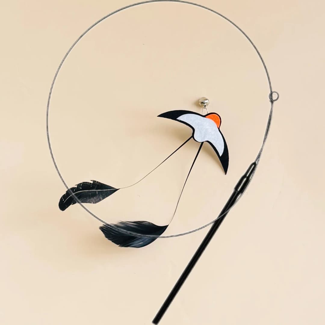 لعبة تفاعلية للقطط، ريشة طائر محاكاة مع جرس، عصا لعب للقطط الصغيرة، أداة إغراء - 6