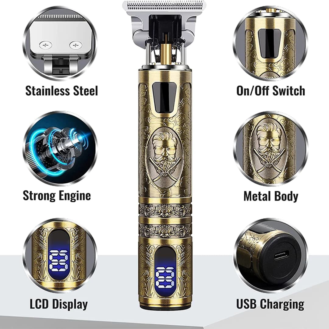 مقص الشعر الكهربائية مع شاشة الكريستال السائل النفط رئيس آلة قطع الشعر أداة تهذيب اللحية قابلة للشحن ماكينة حلاقة USB للرجال الأب - 4