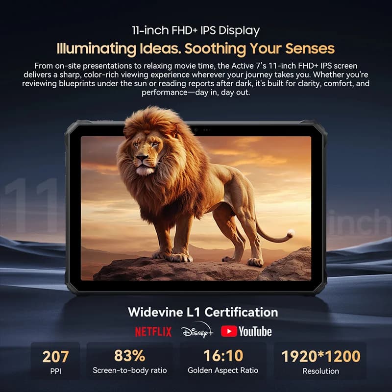 Blackview Active 7 RuggedTablet 11-inch  FHD+ Display Octa-core Android IP68&IP69K 10000mAh 45W Charger Outdoor Pad PC - 6