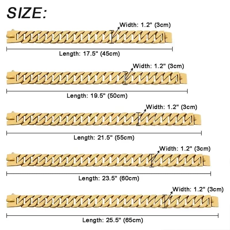 32MM Wide Strong Metal Dog Chain Collars Stainless Steel Dog Choker Pitbull Gold Dog Necklace For Large Dogs - 6