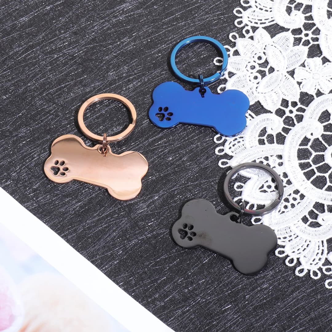 بطاقات تعريف مخصصة للكلاب والقطط مع نقش بالليزر للاسم والعنوان والرقم، قلادة على شكل عظمة - 5