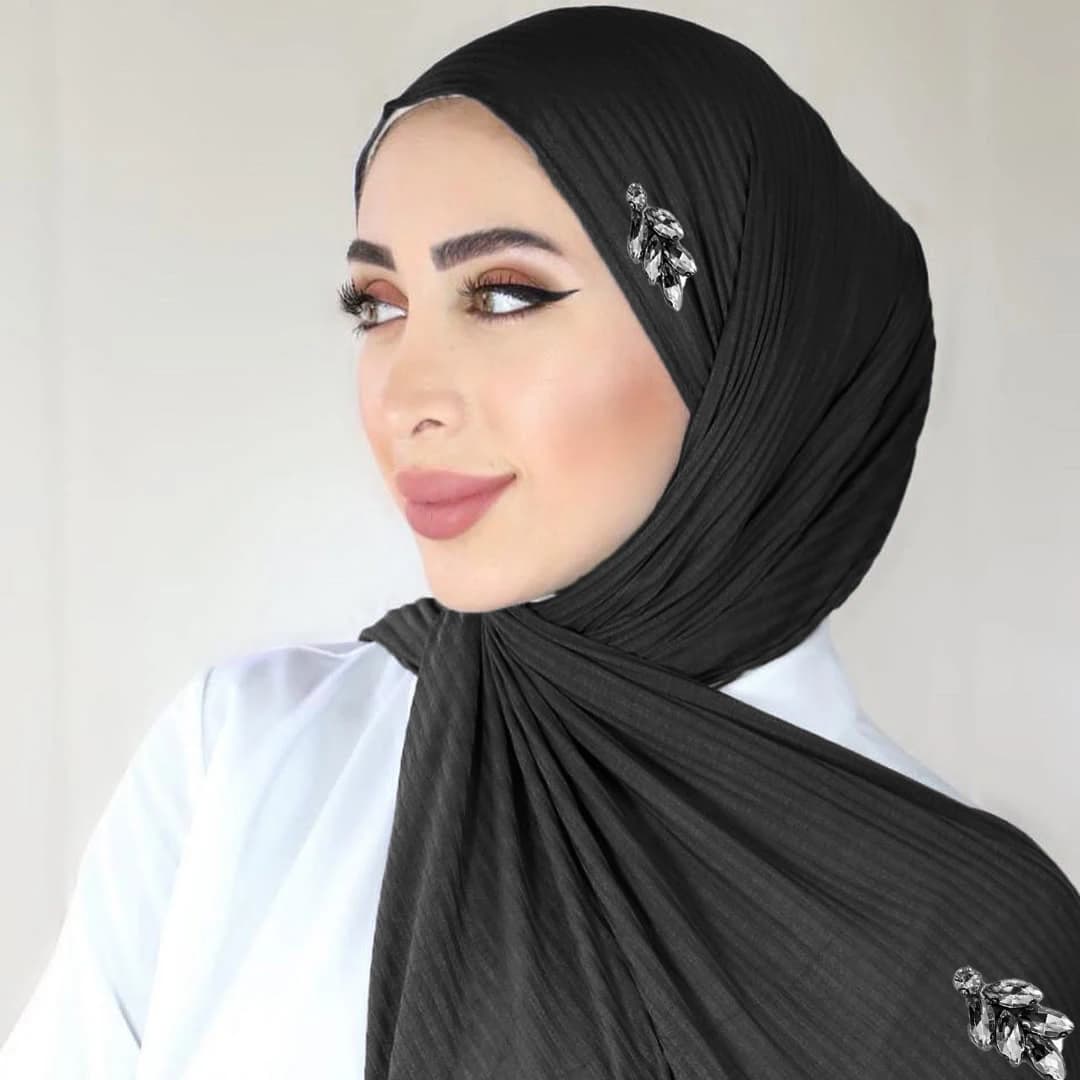 ألماس جديد مضلع جيرسي حجاب كريب حجر الراين وشاح مسلم عادي شالات ناعمة يلتف الإسلامية عصابة للنساء - 4