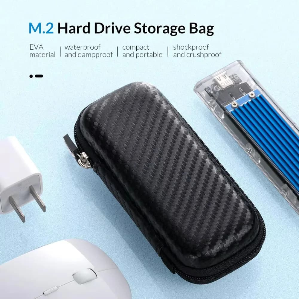 ORICO for External M.2 Hard Drive/Earphone/Data Line HDD Case Black M.2 Hard Disk Case EVA Portable HDD Storage Protection Bag - 2