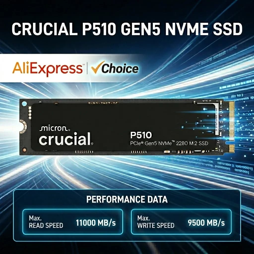 Crucial P510 1TB NVMe SSD M.2 2280 PCIe 5.0 | 11000MB/s Read, 9500MB/s Write - Upgraded from P3 Plus - 2