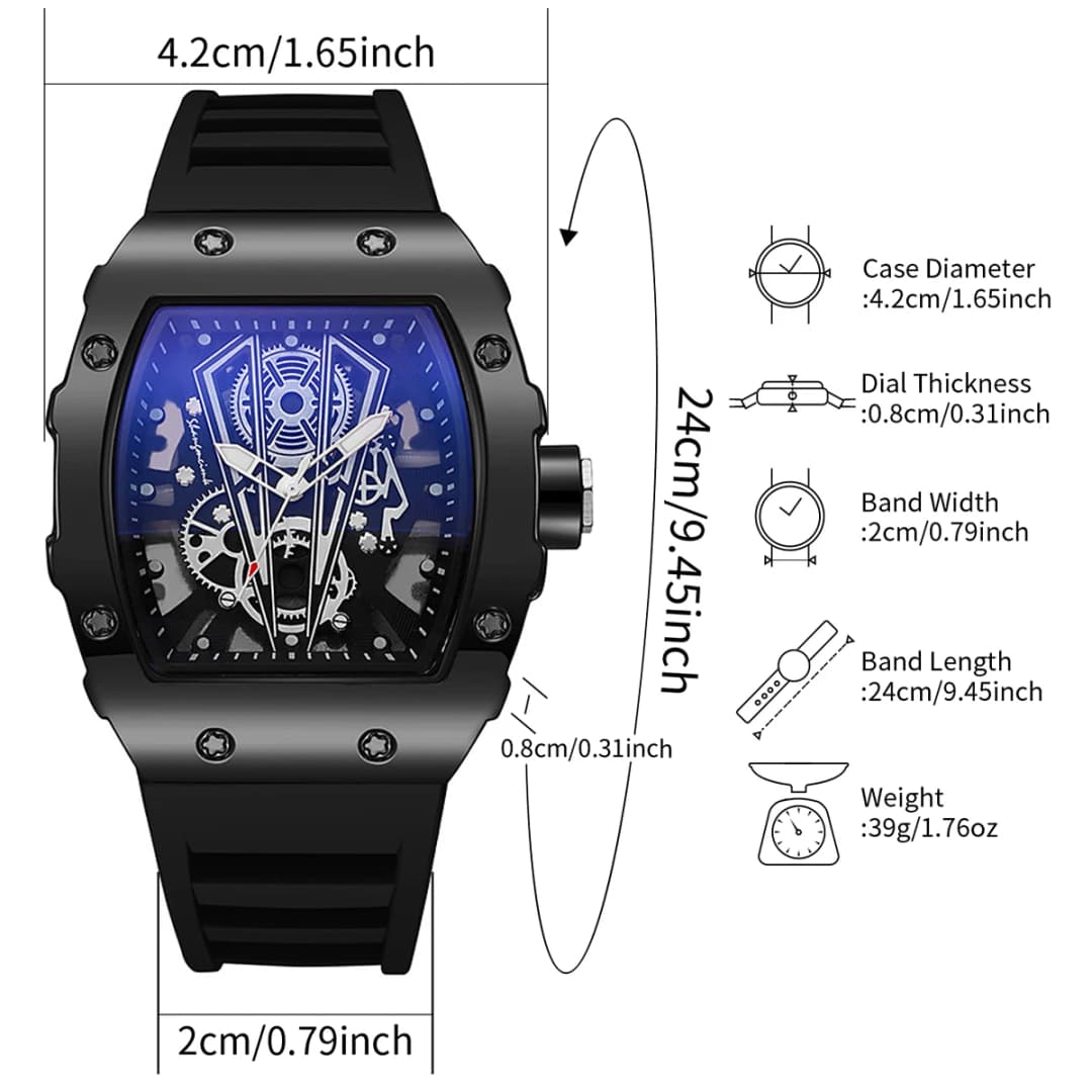 1/2PCS Luxury Large Dial Men Quartz Watch Casual Silicone Band Men's Sports Watches Reloj Hombre（Without Box） - 6