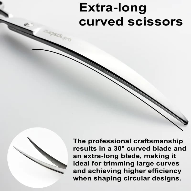 wingsbro Pet Scissors 9" Silver Curved Pet Grooming Scissors Professional Shears Salon Barber Using Big Dogs & Cats - 5