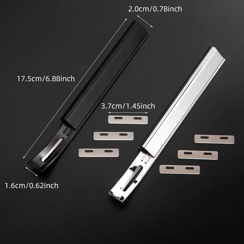 1Set Metal Leather Safety Beveler DIY Cutting Tool Kits with 3Pcs Replacement Skiver Blade,  Thinning Leather Craft-Black/Silver - 6