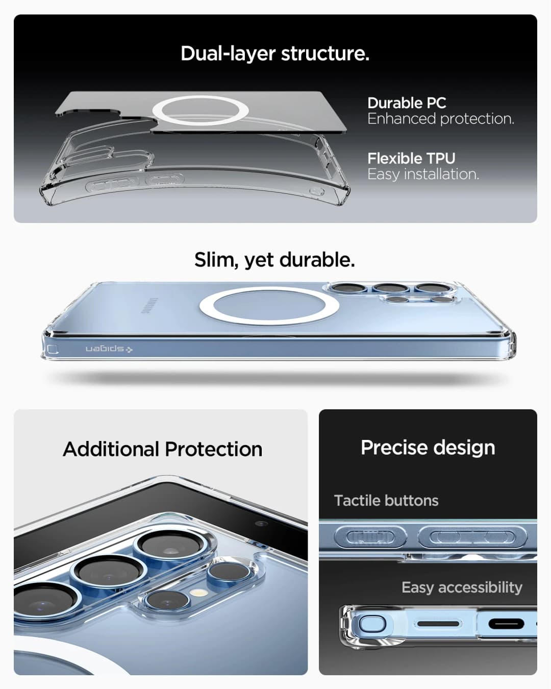 Spigen Ultra Hybrid Magfit Magnetic Crystal Clear Case For Samsung Galaxy S25 S24 Ultra Plus Thin Protective For Magsafe Cover - 6