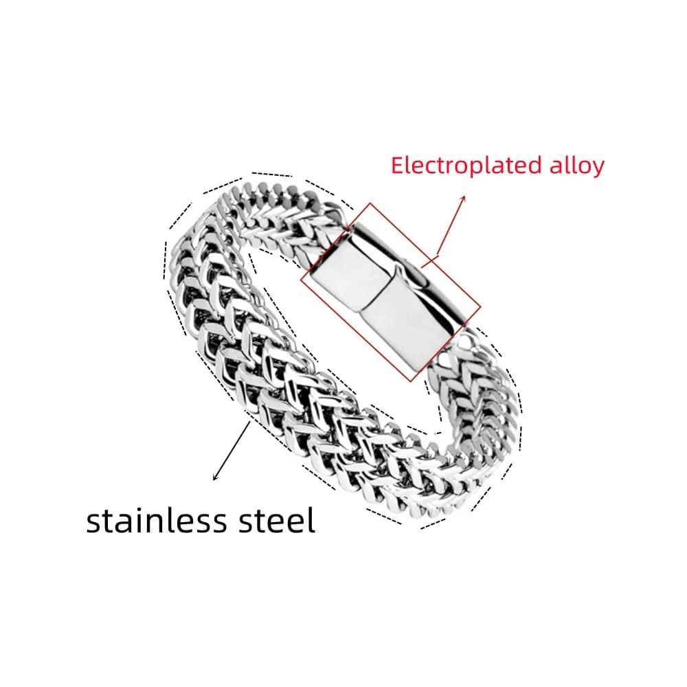 Stainless Steel Braided Double Row Front and Rear Fish Scale Alloy Magnetic Buckle Bracelet with Keel Jewelry New Model - 6
