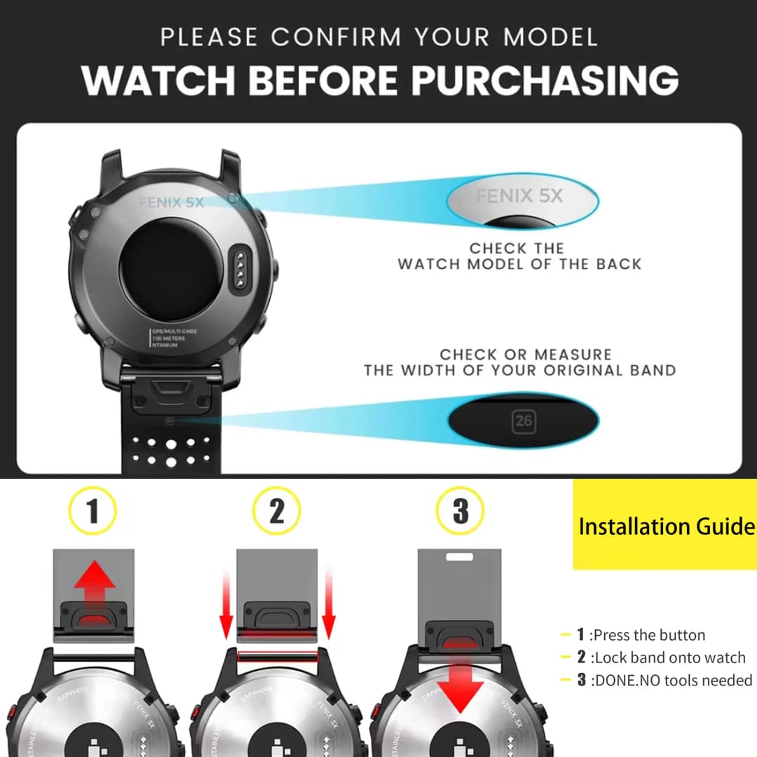 حزام ساعة Garmin Quick Fit مقاس 22/26 ملم لـ fenix 6 6X Pro 5 5X 7 7X مع شاحن/كابل شحن وحزام ساعة منسوج من النايلون - 6