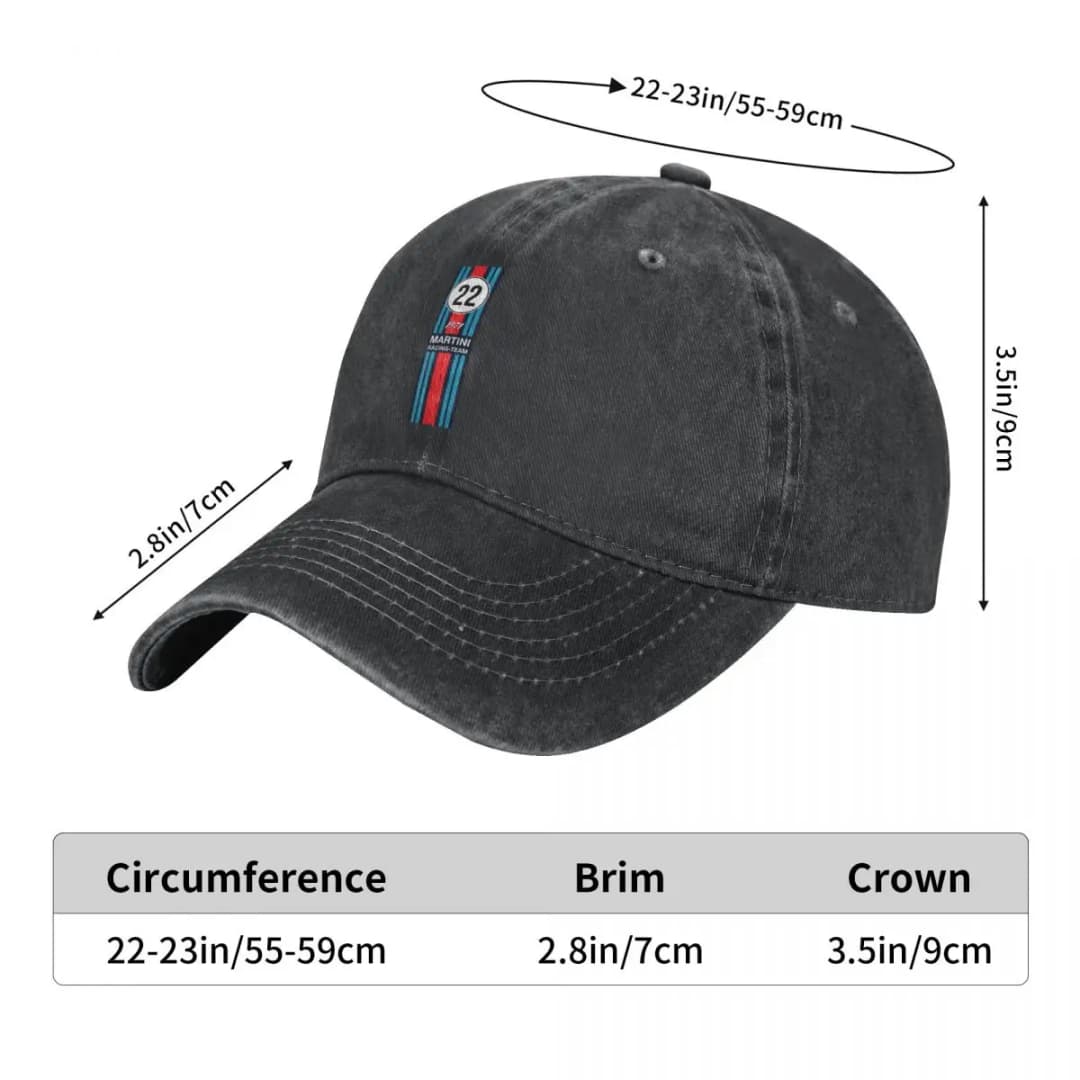 Washed Men's Baseball Cap Racing Team Trucker Snapback Caps Dad Hat Martini Racing Golf Hats - 2