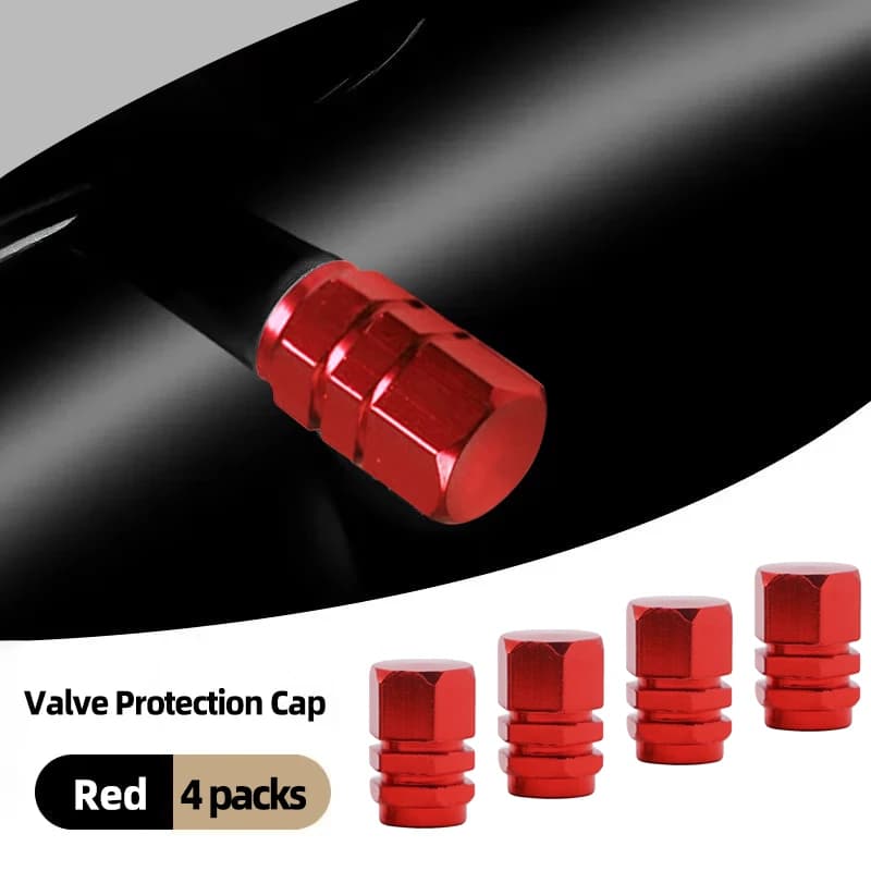4 قطع من أغطية صمامات الألومنيوم الفاخرة - مناسبة عالميًا للسيارات/الشاحنات/الدراجات النارية - ملحقات العجلات المقاومة للصدأ أسود/أزرق/فضي/أحمر