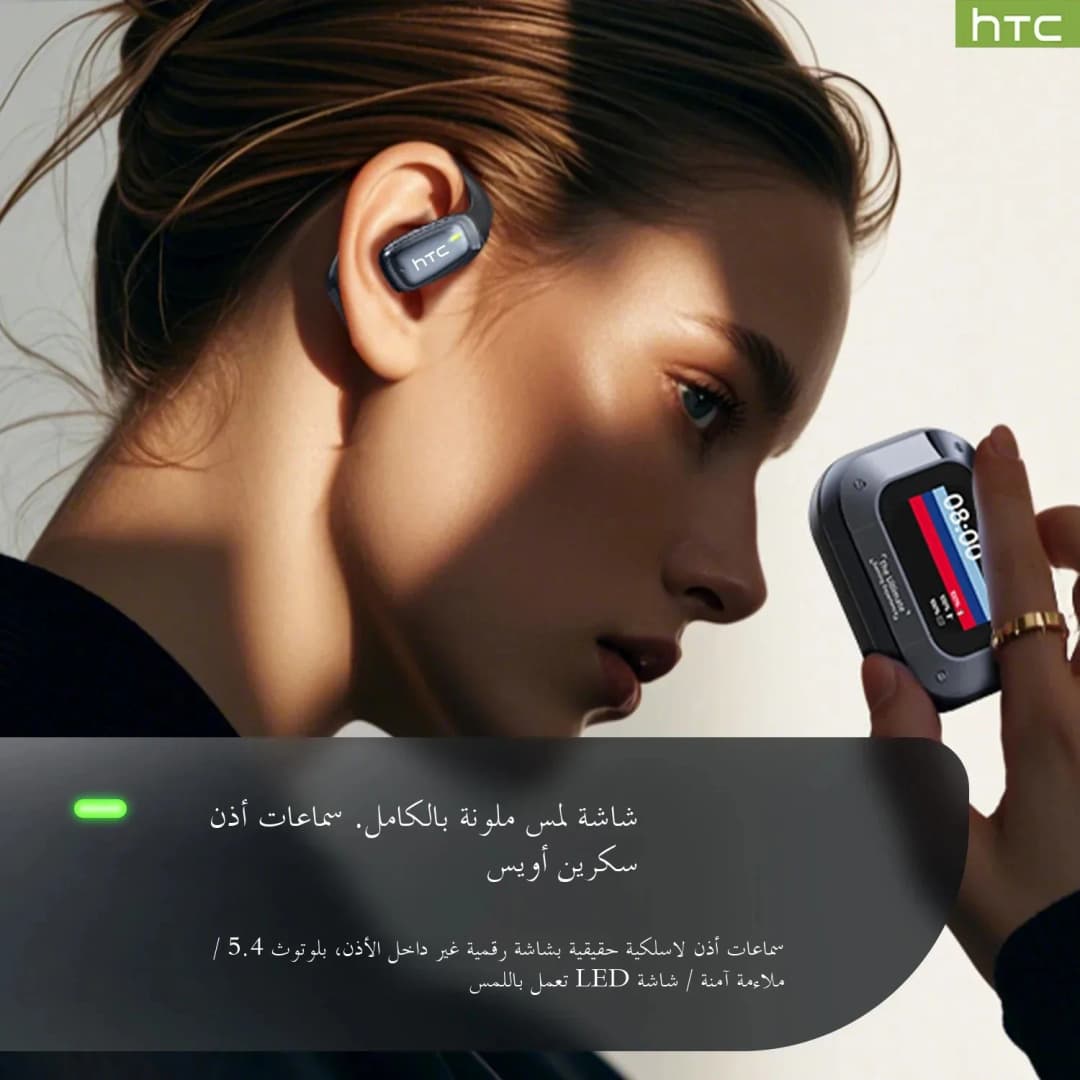 【سماعات أذن للترجمة الذكية】 سماعات بلوتوث HTC NE25 بشاشة لمس LCD وسماعات رأس رياضية لاسلكية بعمر طويل مع ميكروفون عالي الدقة - 4