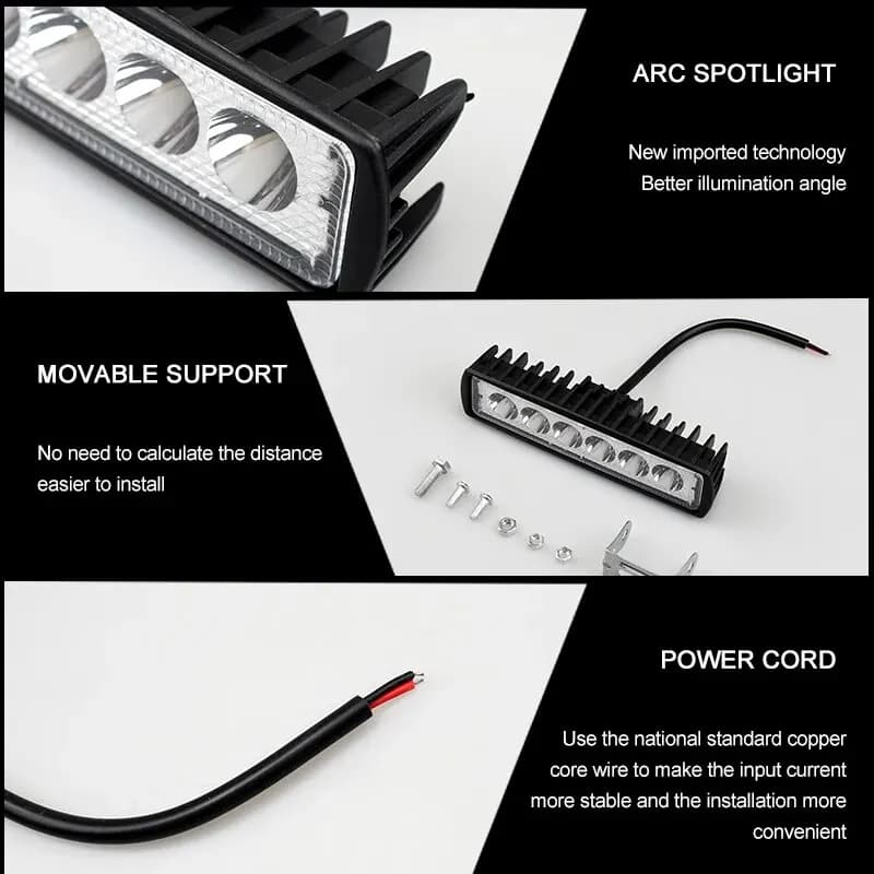 6 LED Car Work Light High Bright Spotlight Universal Offroad Automobile Truck Driving Fog Headlights DRL Driving Lamp 12V - 4