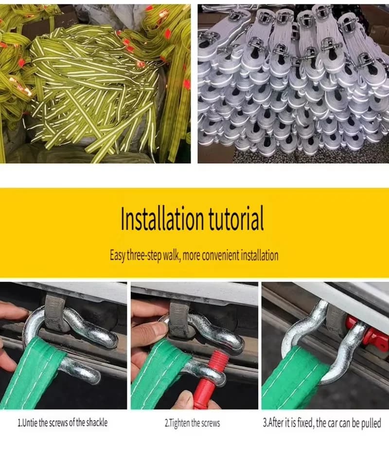 حبل سحب سيارات لمركبات الطرق الوعرة، قادر على سحب 5-25 طن، حبل إنقاذ موثوق ومقاوم للاهتراء - 2