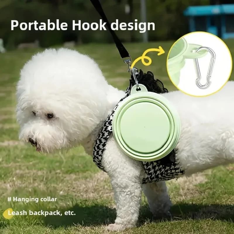 Silicone Dog Food Water Bowl Collapsible 2 In 1 Pet Dispenser Outdoor Travel Dog Cat With Carabiner Bottle Food Water Container - 2