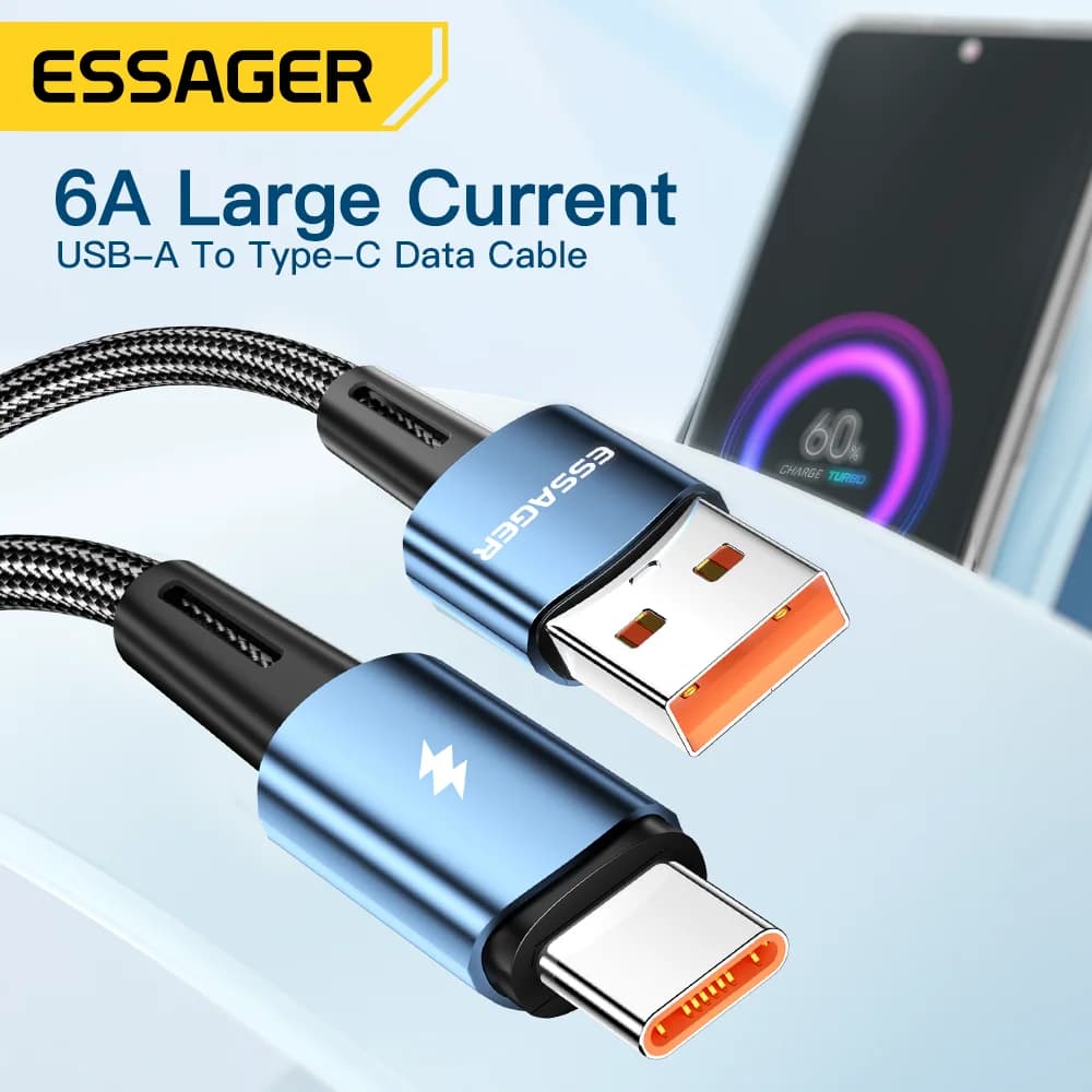 2m Long Essager 120W USB A to Type C Cable Super Fast Charge 6A For Xiaomi 12Pro Redmi K50 Note 11Pro for iPhone 16 pro max 15 - 2