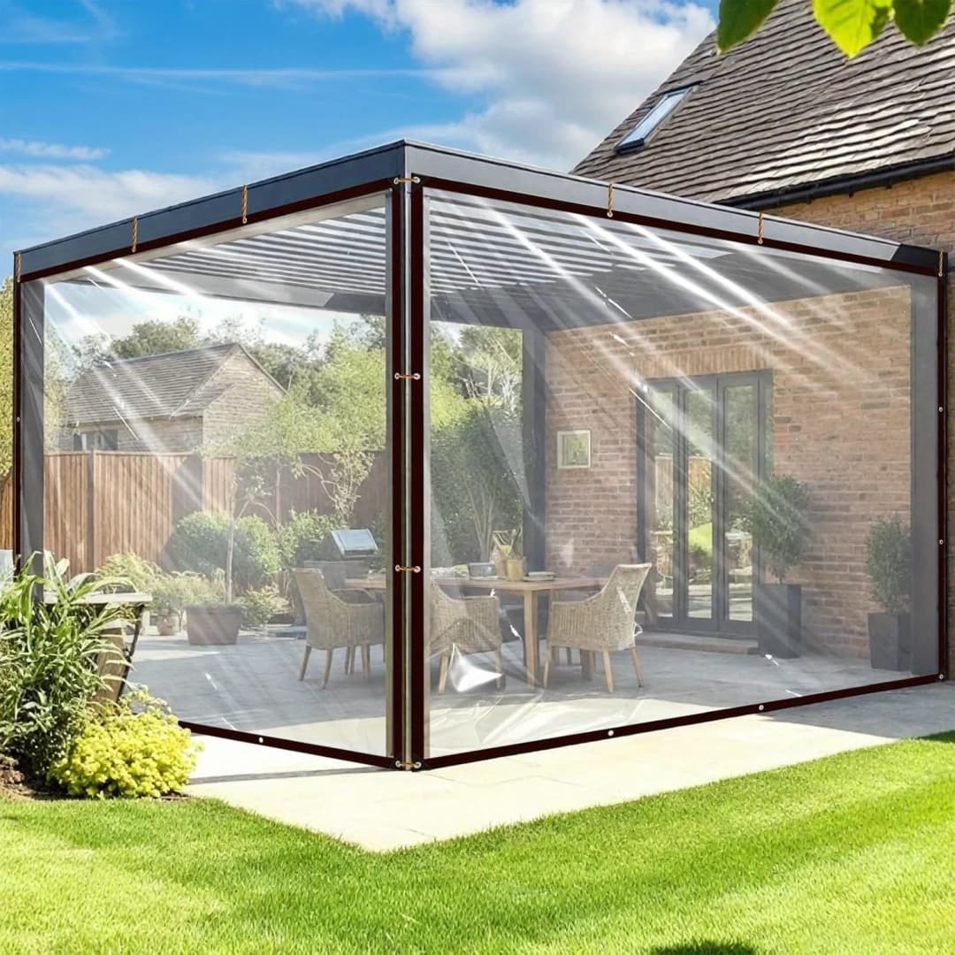 أقمشة شفافة مع حلقات - مشمع شفاف للحدائق الخارجية وحماية نباتات الدفيئة والفناء والسقف والشرفة وبيت الدجاج - 4