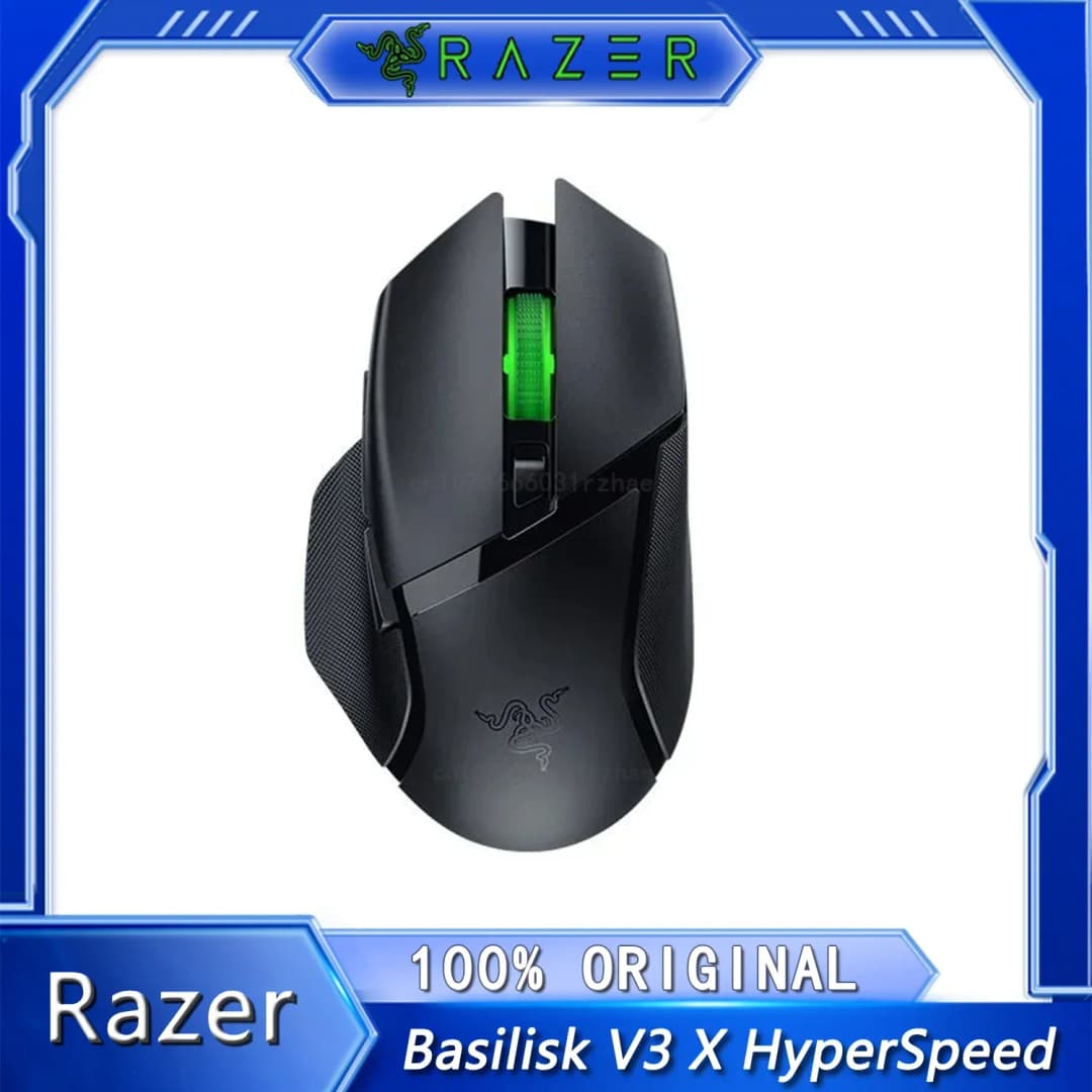 Razer Basilisk V3 X HyperSpeed Customizable Wireless Gaming Mouse RGB Lighting (2.4 GHz) and Bluetooth 18K DPI Optical Sensor