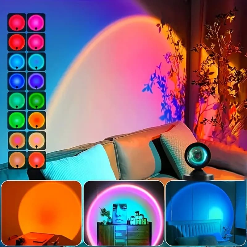 Sunset Light Projection LED Light with Remote Control, 16 Colors Night Light, RGB Lighted Sunrise Lights - 5