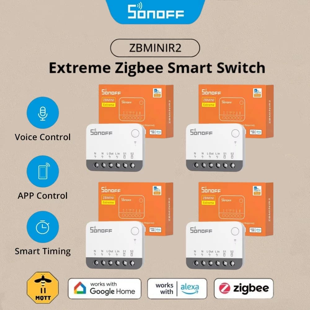 SONOFF ZBMINIR2 Extreme Sonoff Zigbee Switch Sonoff Zbmini R2 Smaller Size Two Way Control Safe Timer Requird Neutral Wire