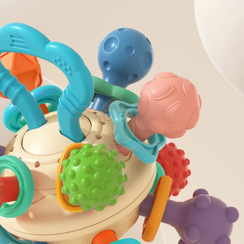 لعبة خشخيشة للأطفال كرة نشاط من السيليكون للتدريب الحسي الناعم 0 12 شهرًا جرس يدوي للتطوير ألعاب تعليمية مبكرة للرضع - 2