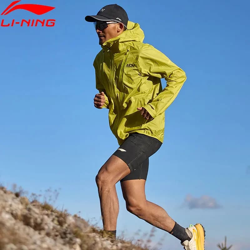 Li-Ning Unisex Professional Running Hooded Jacket Water Resistant Outdoor Mountain Wear LiNing Trail Run Windbreaker ACFV027