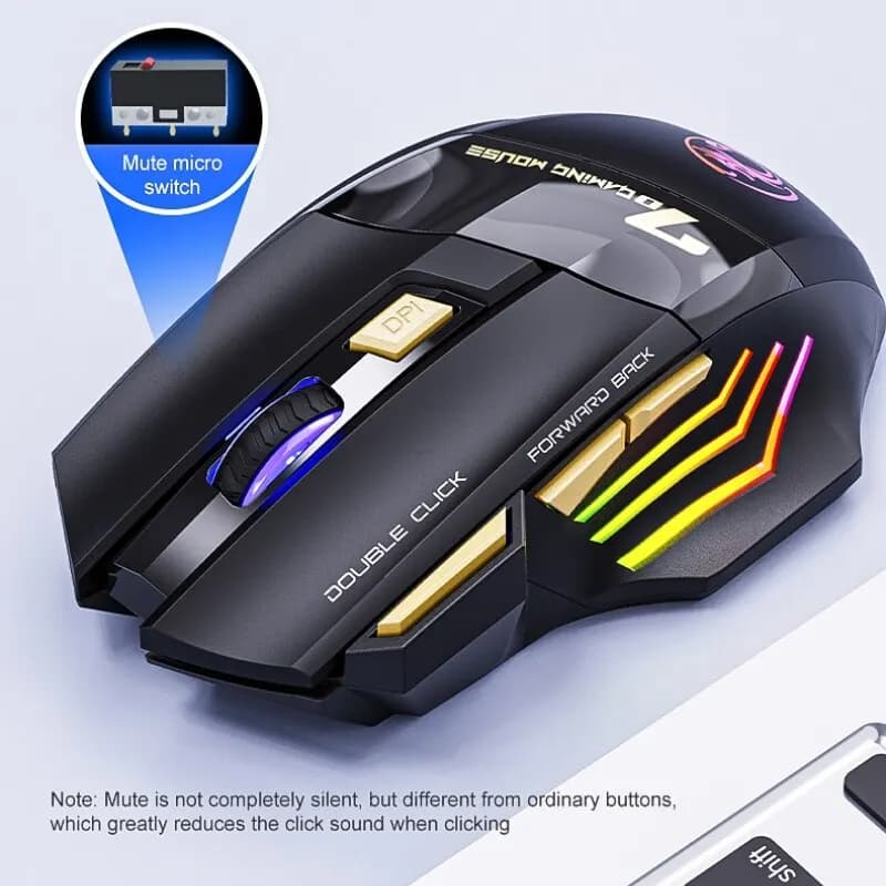 IMICE GW-X7 Wireless Gaming Mouse, 3200DPI Dual-Mode, 7 Programmable Keys, RGB Backlit Rechargeable - 3
