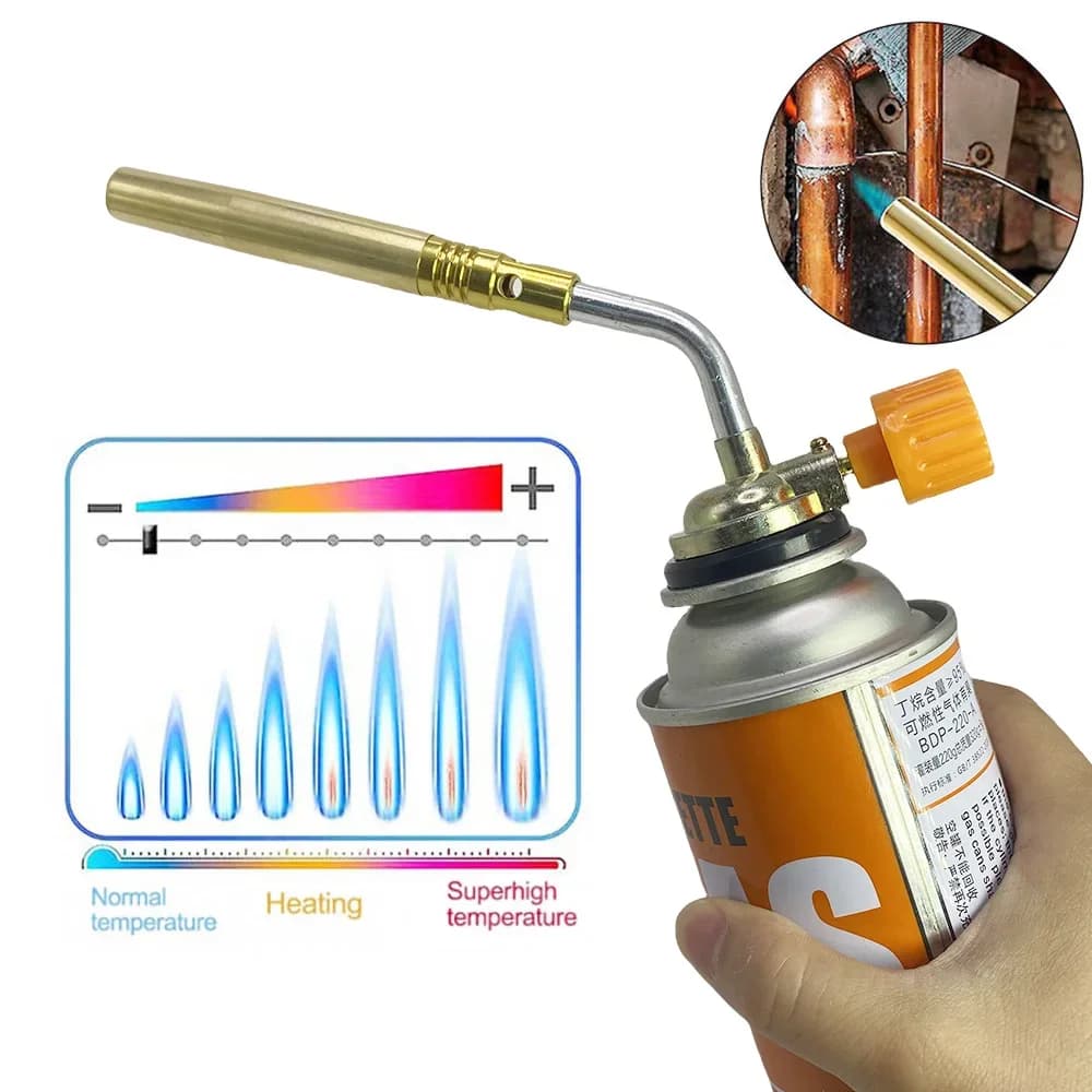 مسدس لحام محمول يعمل بالبيوتان للتخييم والشواء - شعلة غاز قوية لإشعال النار - 2