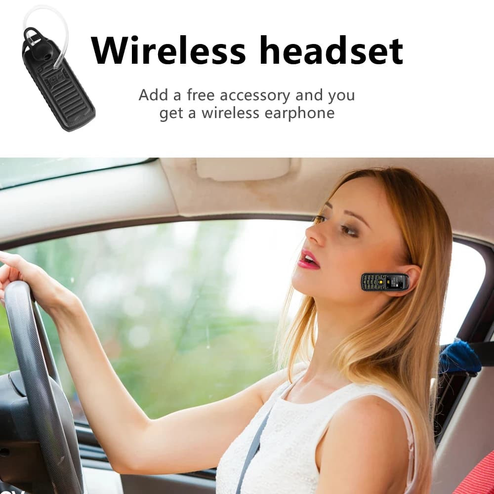 UNIWA Super Mini 0.66 Inch 2G Mobile Phone B25 Wireless Bluetooth Earphone hand free Headset Unlocked Cellphone Dual SIM Card - 5