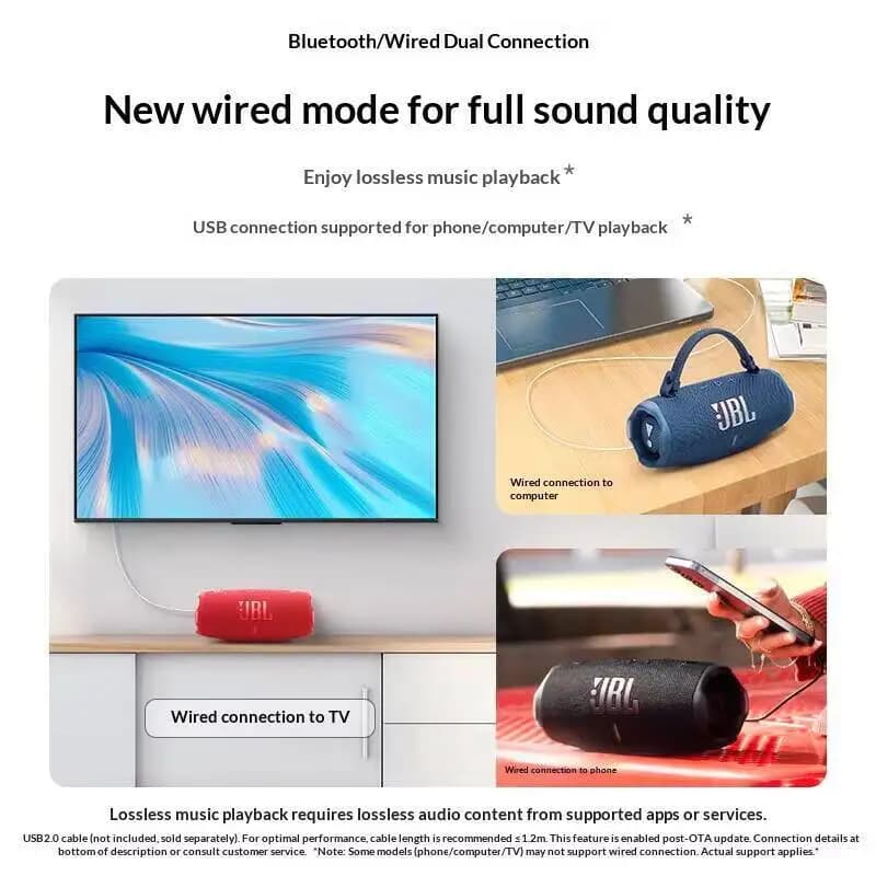 سماعة JBL Charge 6/Flip7 الأصلية الجديدة بتصميم كالييدوسكوب، اقتران سريع بزر واحد، سماعة ستيريو خارجية ملائمة - 3
