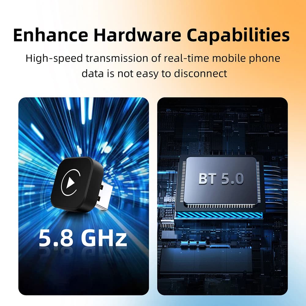 محول كاربلاي اللاسلكي 2 في 1، أندرويد أوتو، صندوق ذكي للسيارة مع كاربلاي السلكي، أنظمة ذكية للسيارة - 5