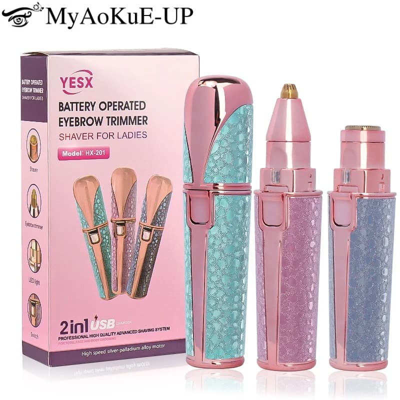 قطعة واحدة من ماكينة تشذيب الحواجب الكهربائية عبر USB، جهاز إزالة شعر الوجه، شفرة الحواجب، مزيل شعر الجسم للنساء بدون ألم، ماكينة تشكيل الحواجب - 3