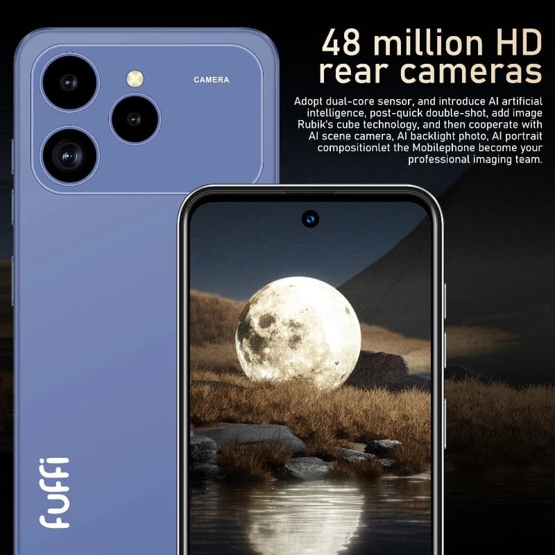 هاتف فوفي جلوبال فيجن i17 برو ماكس الذكي بنظام أندرويد، 8 جيجابايت رام، 256 جيجابايت روم، شاشة 6.56 بوصة، كاميرا 24+48 ميجابكسل، شبكة الجيل الخامس - 3