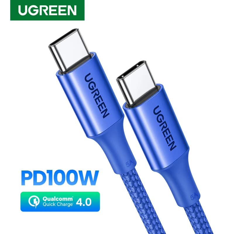 كابل UGREEN USB C PD100W من النوع C إلى النوع C لجهاز MacBook وiPhone 17 وSamsung S25 كابل شحن سريع USB Type C QC4.0