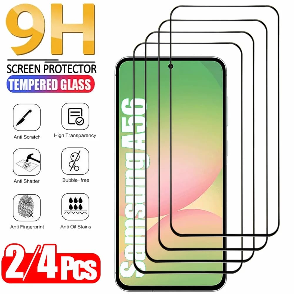 2/4PCS Cristal Templado For Samsung Galaxy A56 A55 A54 A53 Tempered Glass For Samsung A17 A27 A37 A57 A36 A26 A16 Screen Protector Samsung S26 S25 S24 Ultra Phone Protective Film