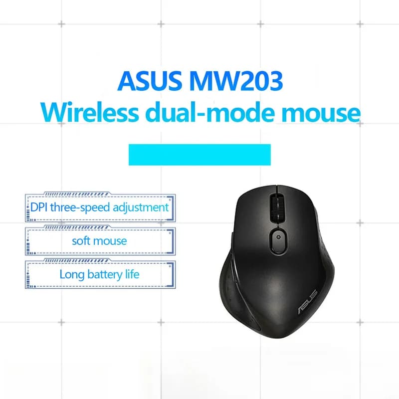 ماوس صامت ASUS MW203 لاسلكي بتقنية البلوتوث للمنزل والمكتب والكمبيوتر