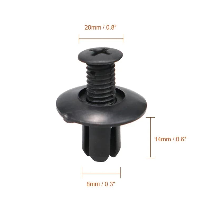 8mm Plastic Rivets Fasteners Screw Car Bumper Fender Black Rivet Car Fastener Clips for Toyota Focus Kia Nissan Yamaha - 4