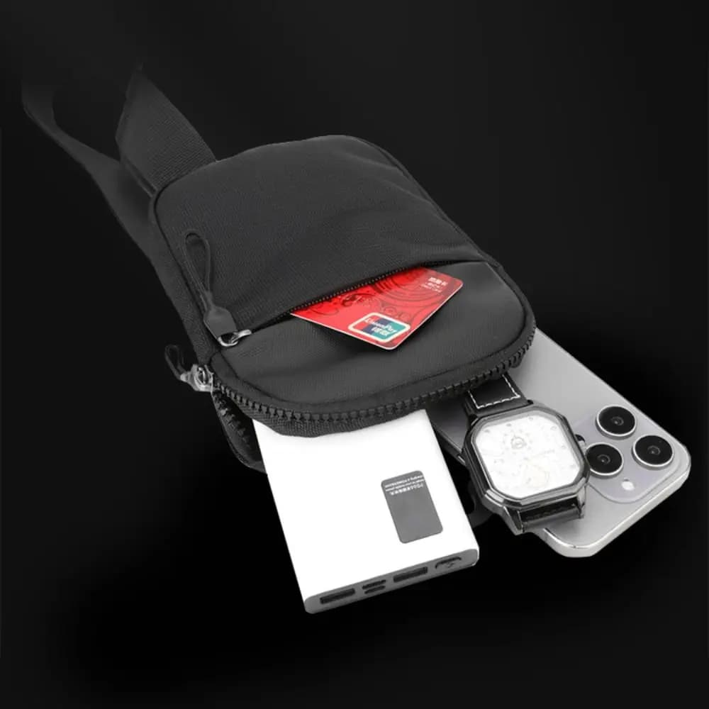 حقيبة صدر رجالية صغيرة من القماش، كروسبودي، حبال رياضية، حقيبة هاتف للرجال - 4