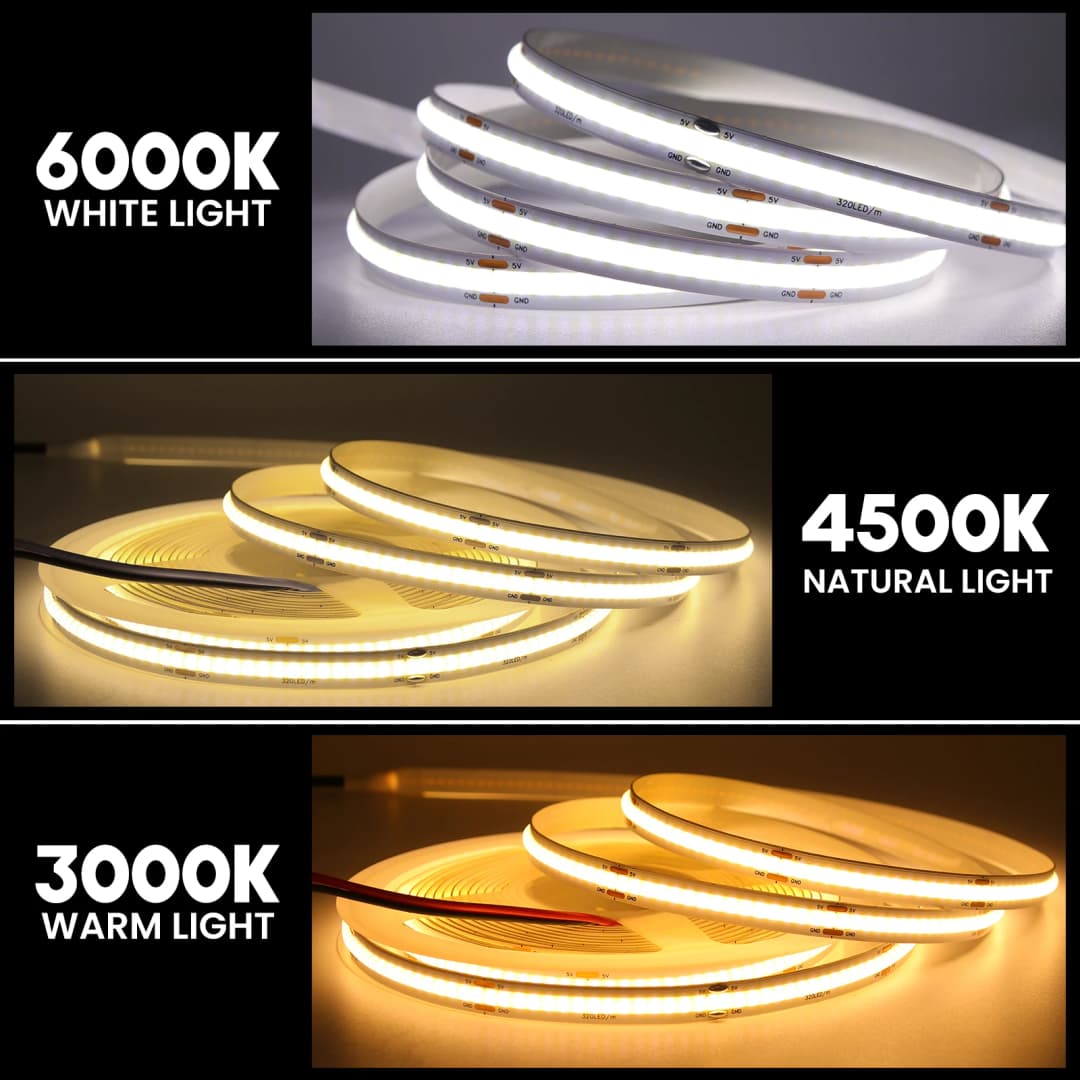 شريط LED COB من Tuya مع تحكم عبر تطبيق Tuya Smart Life، إضاءة LED قابلة للتعتيم، 5V USB، 320 LED، إضاءة خطية للجدران وخزائن المطبخ - 3