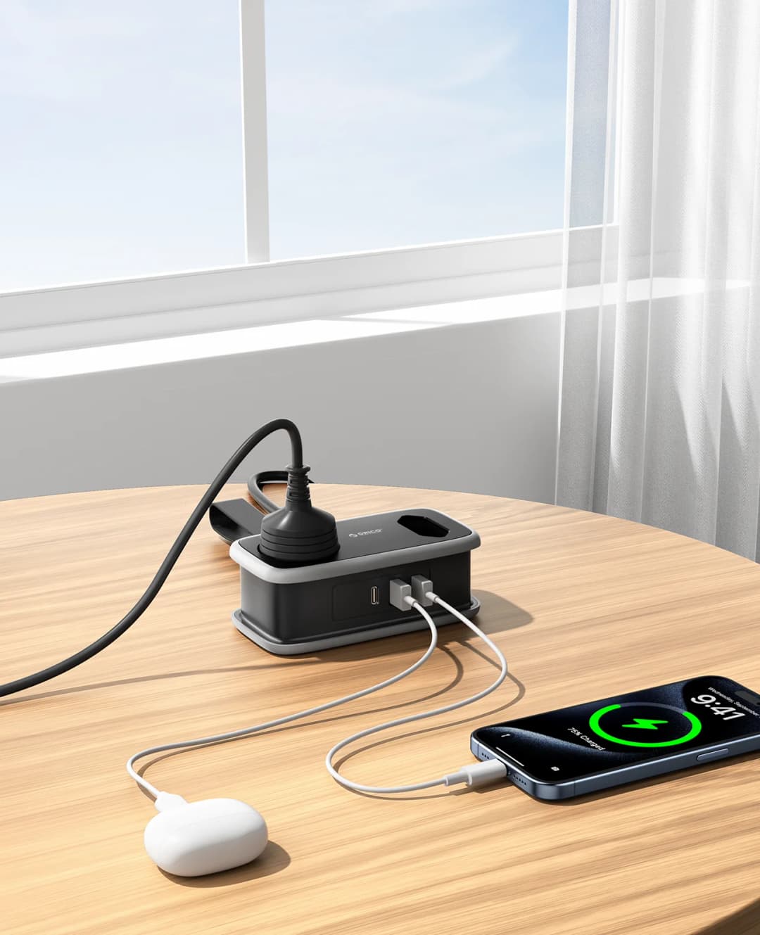 ORICO Power Strip  2AC 3USB Port EU Plug Socket 1.1M Extension Cable Sockets 5-In-1 Smart Socket for Home/Travel Power Strip - 2