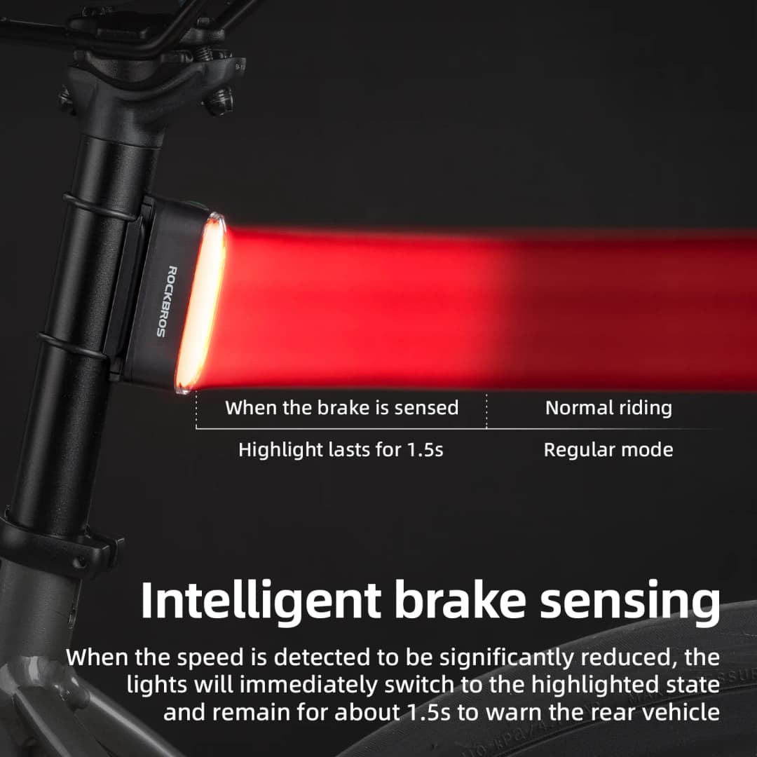 ROCKBROS Magnetic Bike Tail Light Type-C 7 modes Rechargeable LED Bicycle Rear Light for Night Riding Intelligent Brake Sensor - 2