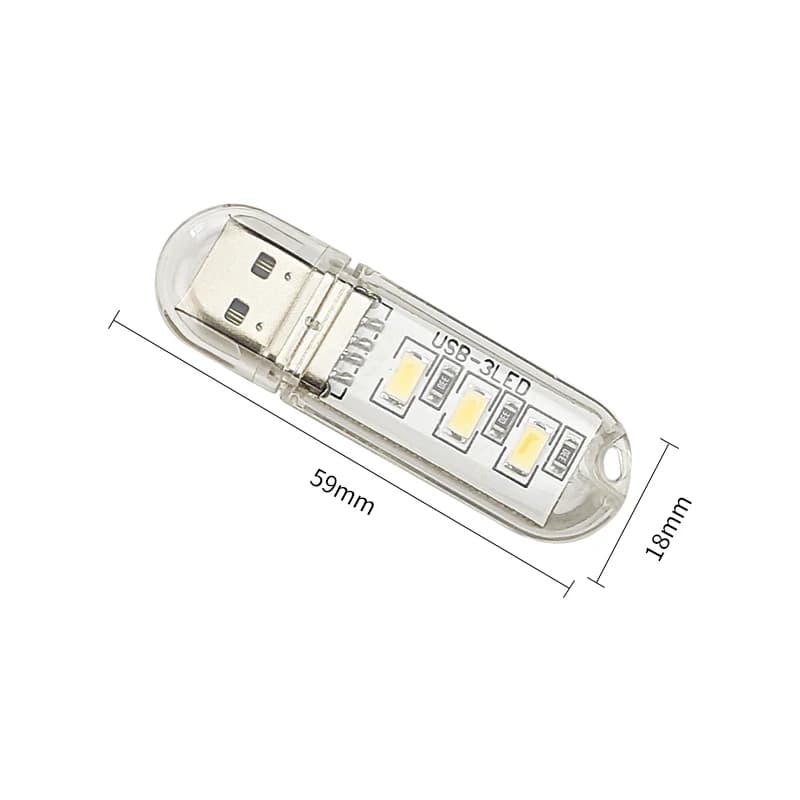1 قطعة 3 LED USB 5 فولت مصباح ليد المحمولة فائقة السطوع كمبيوتر صغير LED مصباح كتاب مصباح USB شاحن الطاقة القراءة ضوء أبيض دافئ - 2