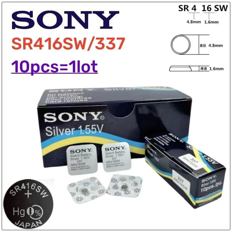 10 قطع بطارية أصلية SONY 337 SR416SW بطارية ساعة 623 D337 V337 SP337 1.55V بعبوة مستقلة