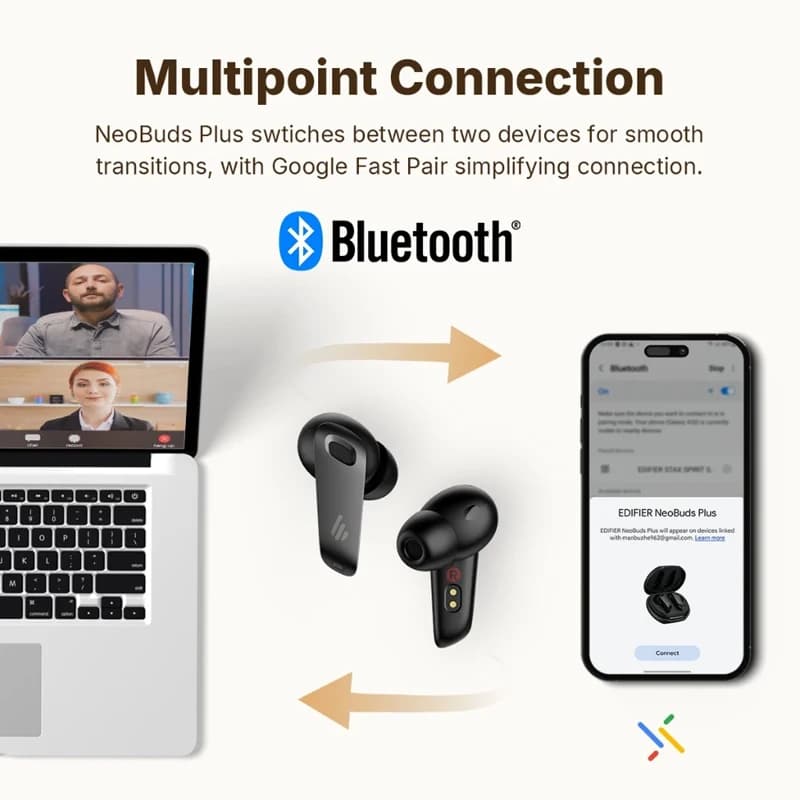 Edifier NeoBuds Plus True Wireless Earbuds Hybrid ANC -48dB Bluetooth V5.4 Hi-Res LDAC LHDC5.0 IP54 Spatial Sound 47H Playtime - 5