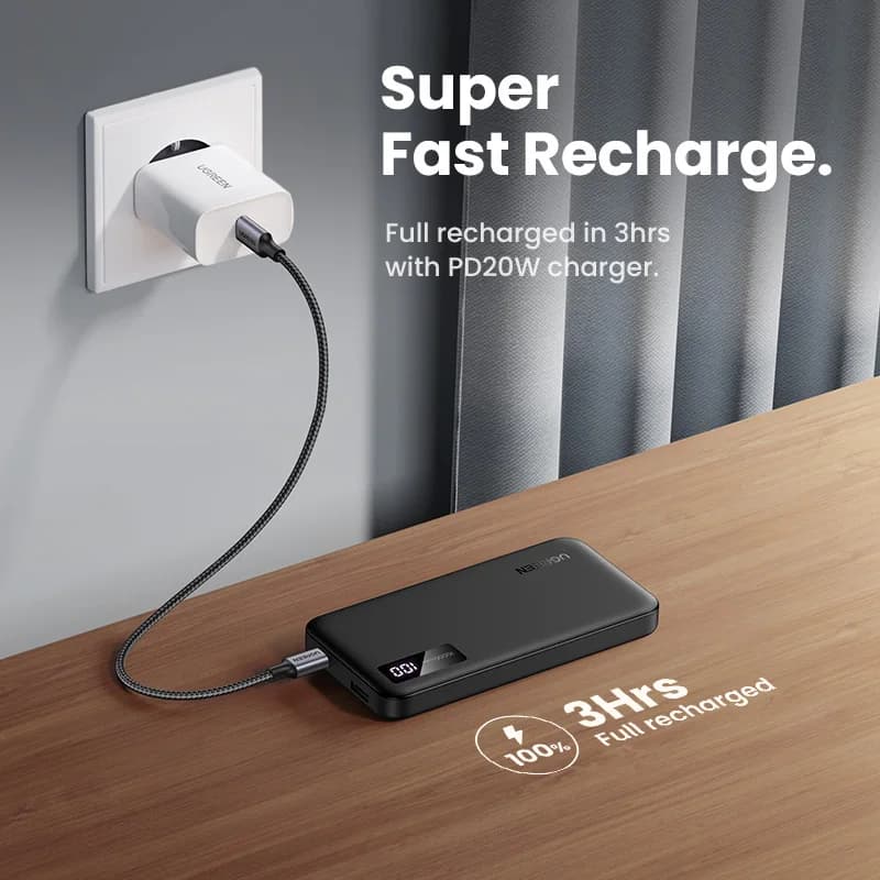 بنك طاقة UGREEN 22.5 واط شحن سريع 10000 مللي أمبير في الساعة محمول لجهاز iPhone 15 Pro Max وXiaomi وHuawei بطارية خارجية PD20W - 5