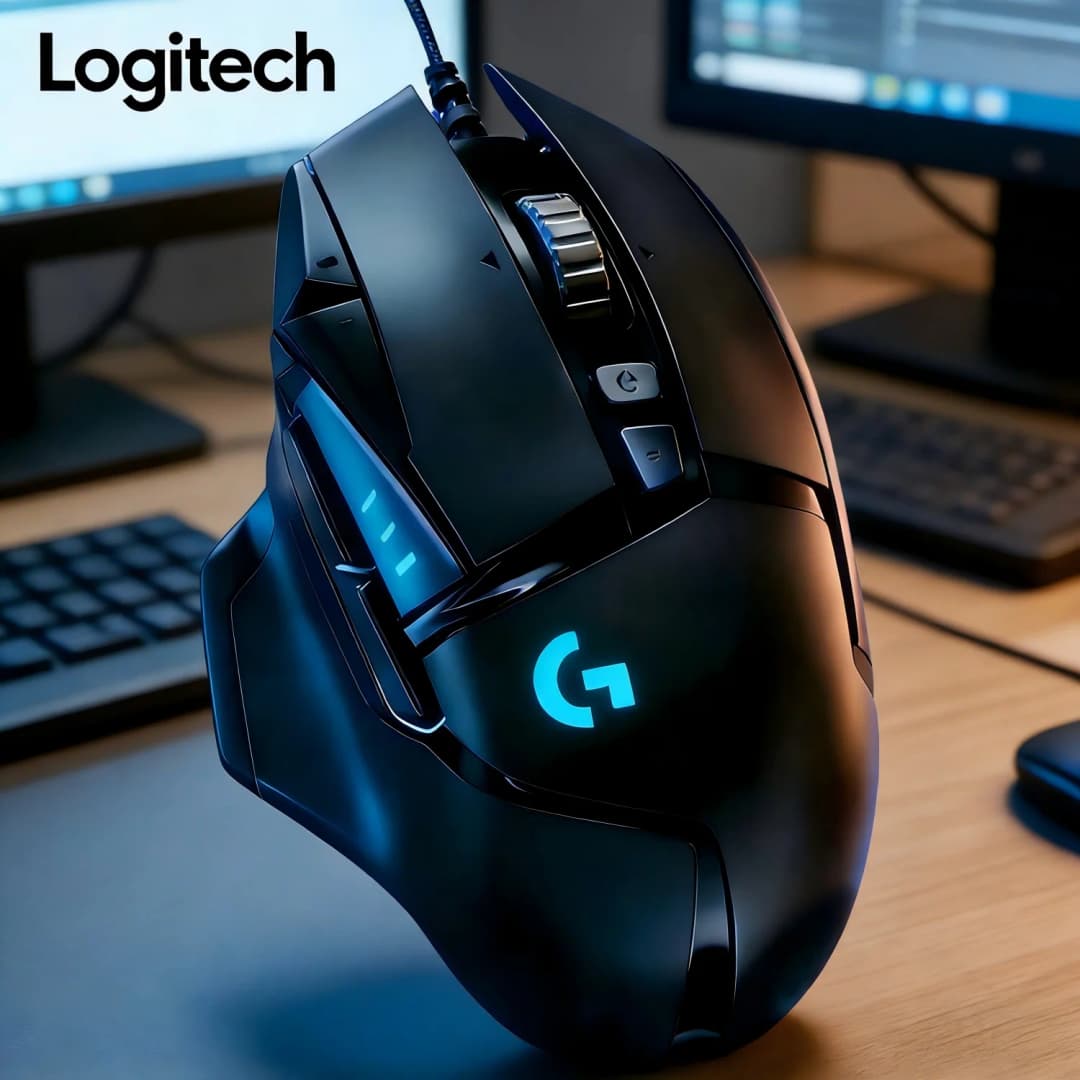 ماوس الألعاب المتين Logitech G502 سلكي مع أزرار قابلة للتخصيص ودقة عالية مناسب لـ eSports والمهاجع ومقاهي الإنترنت